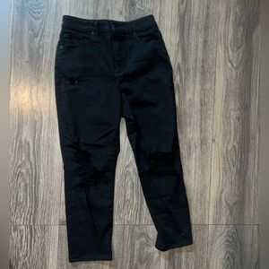 Brand new black express curvy slim knee ripped jeans